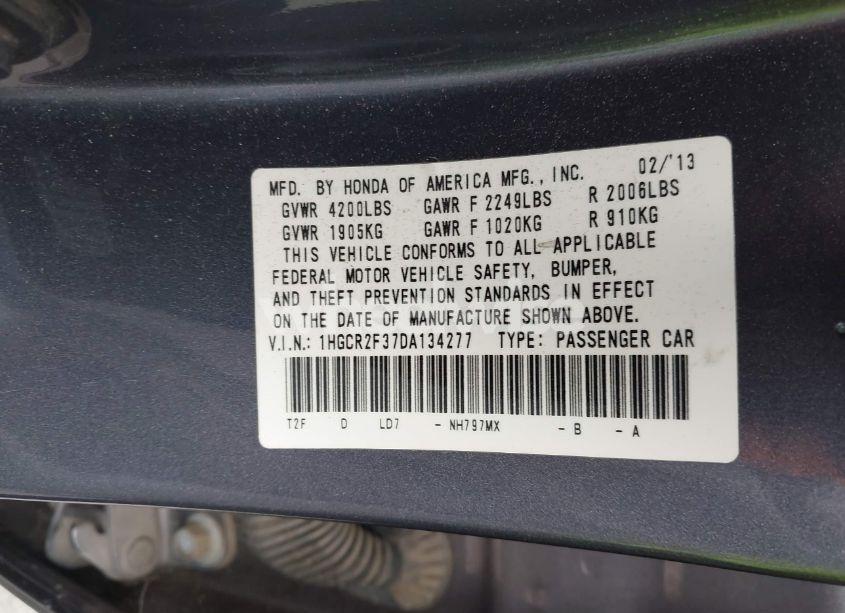 Photo 9 of 2013 Honda Accord LX (VIN 1HGCR2F37DA134277)