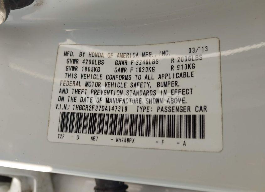 Photo 9 of 2013 Honda Accord LX (VIN 1HGCR2F37DA147319)