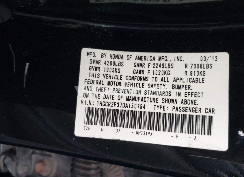 Photo 9 of 2013 Honda Accord LX (VIN 1HGCR2F37DA150754)