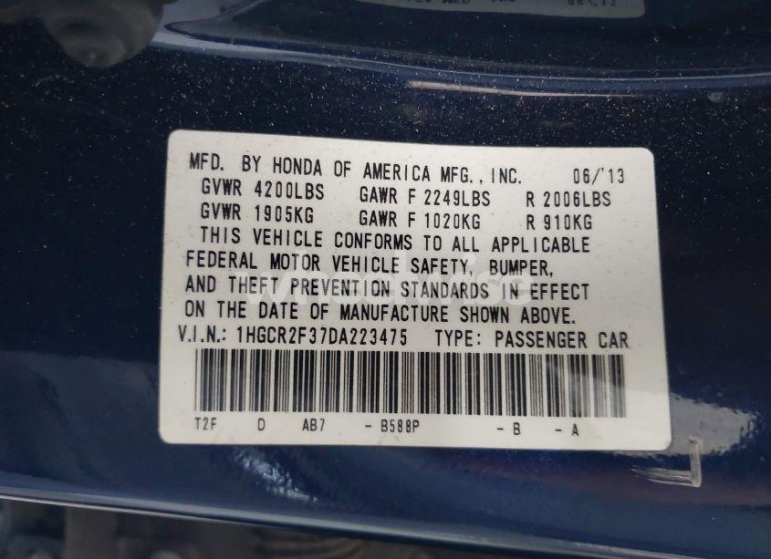 Photo 9 of 2013 Honda Accord LX (VIN 1HGCR2F37DA223475)