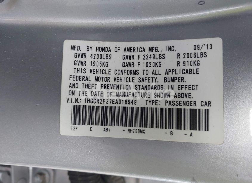 Photo 9 of 2014 Honda Accord LX (VIN 1HGCR2F37EA018949)