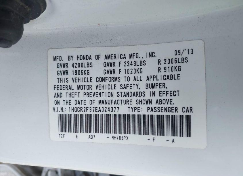 Photo 9 of 2014 Honda Accord LX (VIN 1HGCR2F37EA024377)