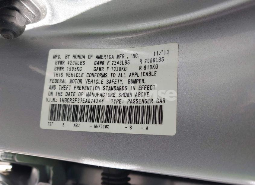 Photo 9 of 2014 Honda Accord LX (VIN 1HGCR2F37EA074244)