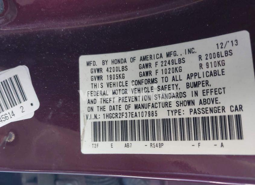 Photo 9 of 2014 Honda Accord LX (VIN 1HGCR2F37EA107985)