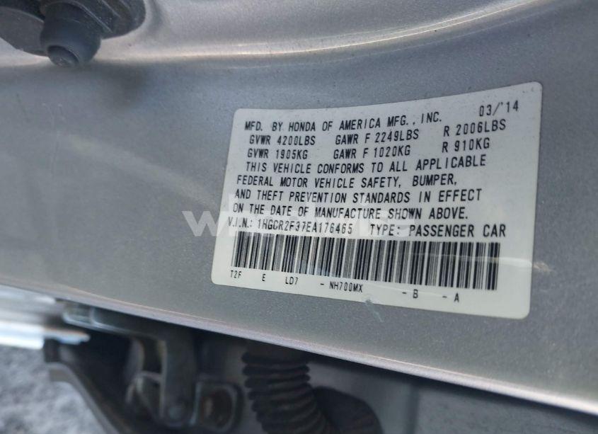 Photo 9 of 2014 Honda Accord LX (VIN 1HGCR2F37EA176465)