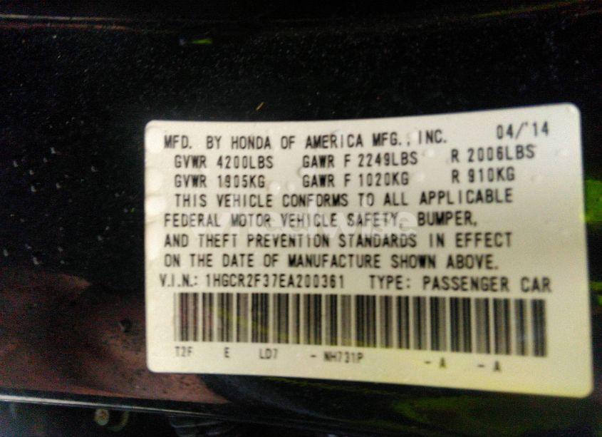 Photo 9 of 2014 Honda Accord LX (VIN 1HGCR2F37EA200361)