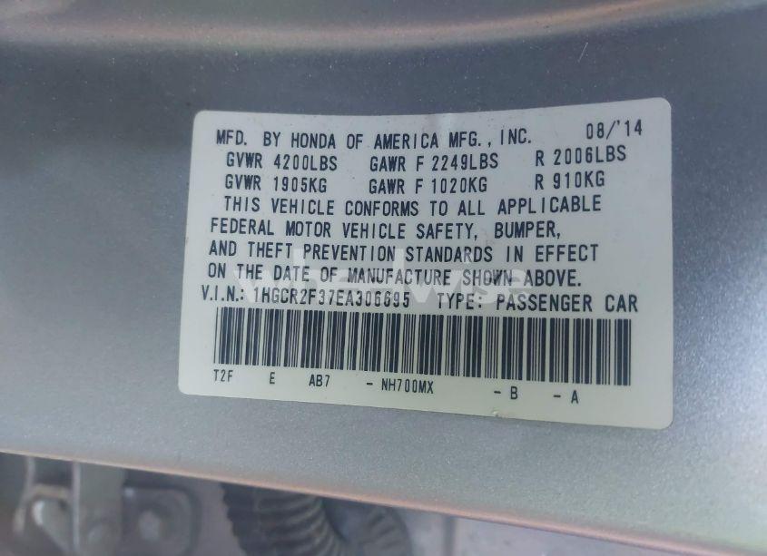 Photo 9 of 2014 Honda Accord LX (VIN 1HGCR2F37EA306695)