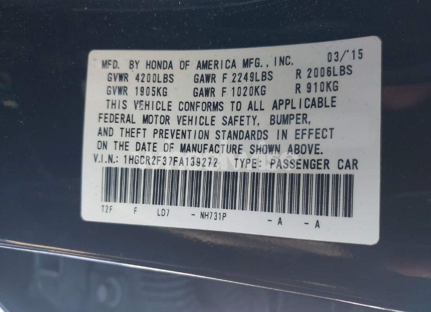 Photo 9 of 2015 Honda Accord LX (VIN 1HGCR2F37FA139272)