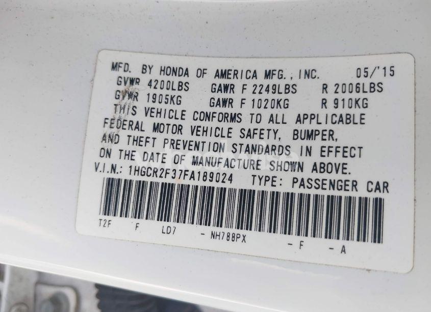 Photo 9 of 2015 Honda Accord LX (VIN 1HGCR2F37FA189024)