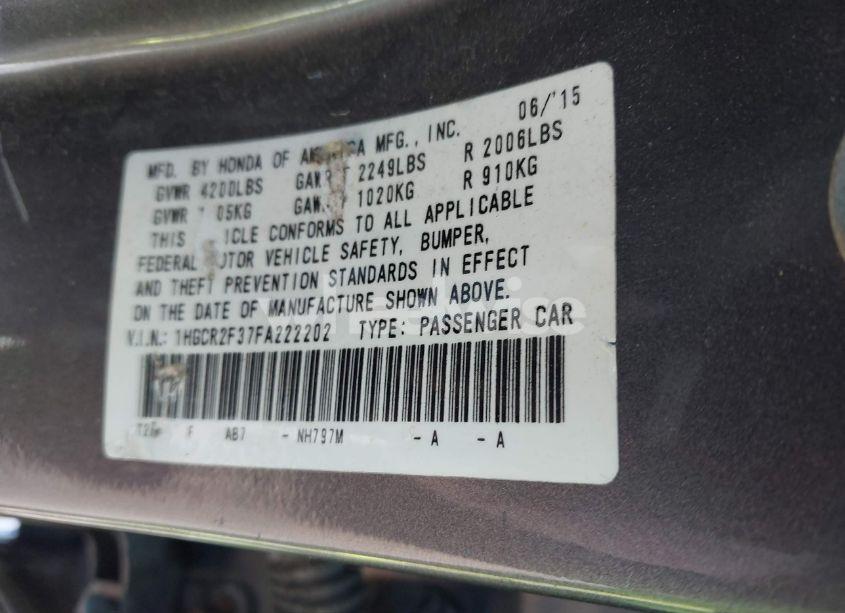 Photo 9 of 2015 Honda Accord LX (VIN 1HGCR2F37FA222202)