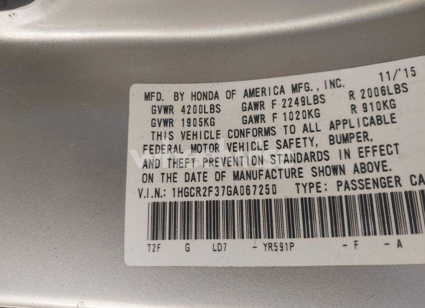 Photo 9 of 2016 Honda Accord LX (VIN 1HGCR2F37GA067250)