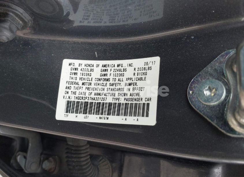 Photo 9 of 2017 Honda Accord LX (VIN 1HGCR2F37HA301257)