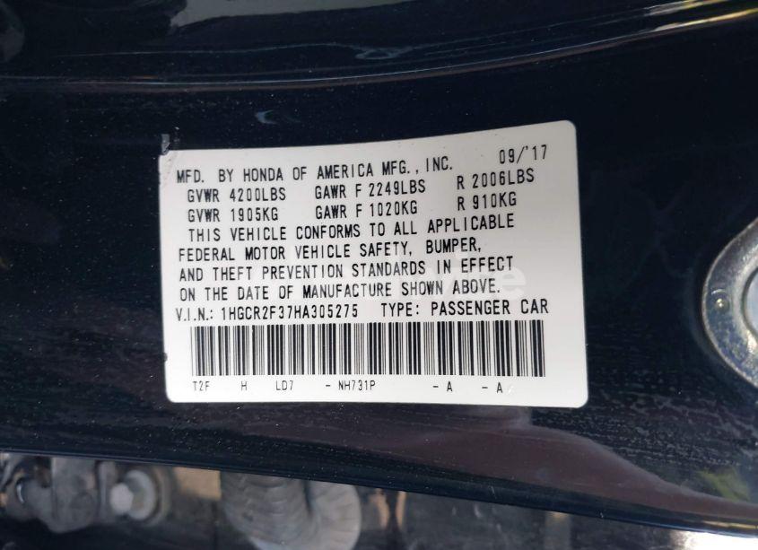 Photo 9 of 2017 Honda Accord LX (VIN 1HGCR2F37HA305275)