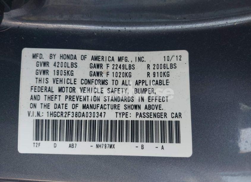 Photo 9 of 2013 Honda Accord LX (VIN 1HGCR2F38DA030347)