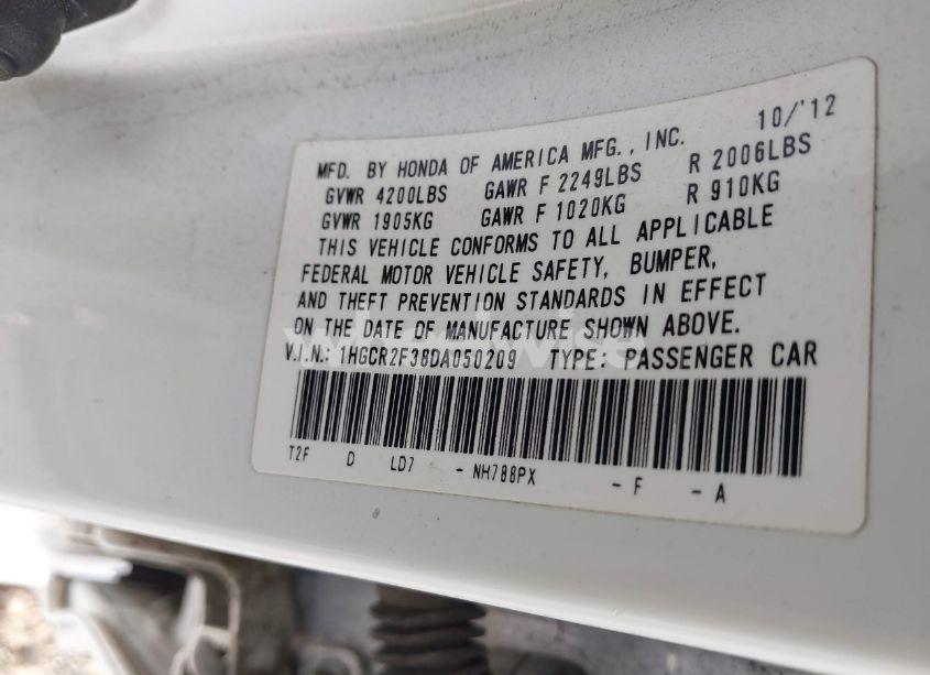 Photo 9 of 2013 Honda Accord LX (VIN 1HGCR2F38DA050209)