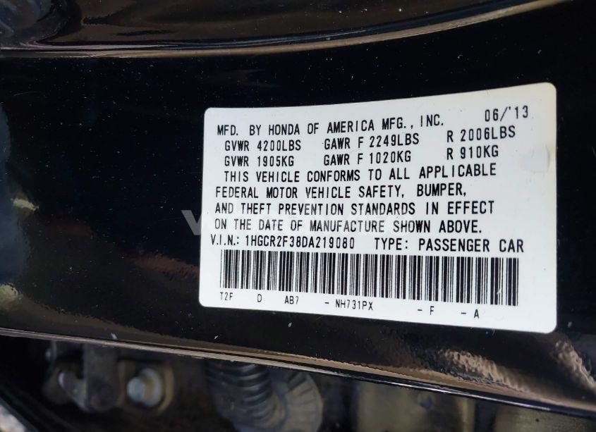 Photo 9 of 2013 Honda Accord LX (VIN 1HGCR2F38DA219080)