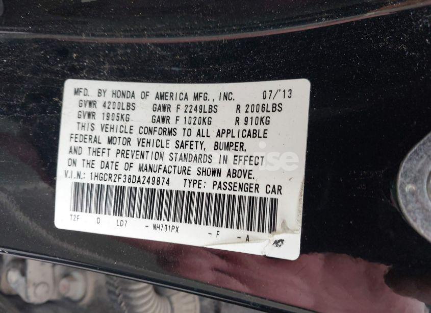 Photo 9 of 2013 Honda Accord LX (VIN 1HGCR2F38DA249874)