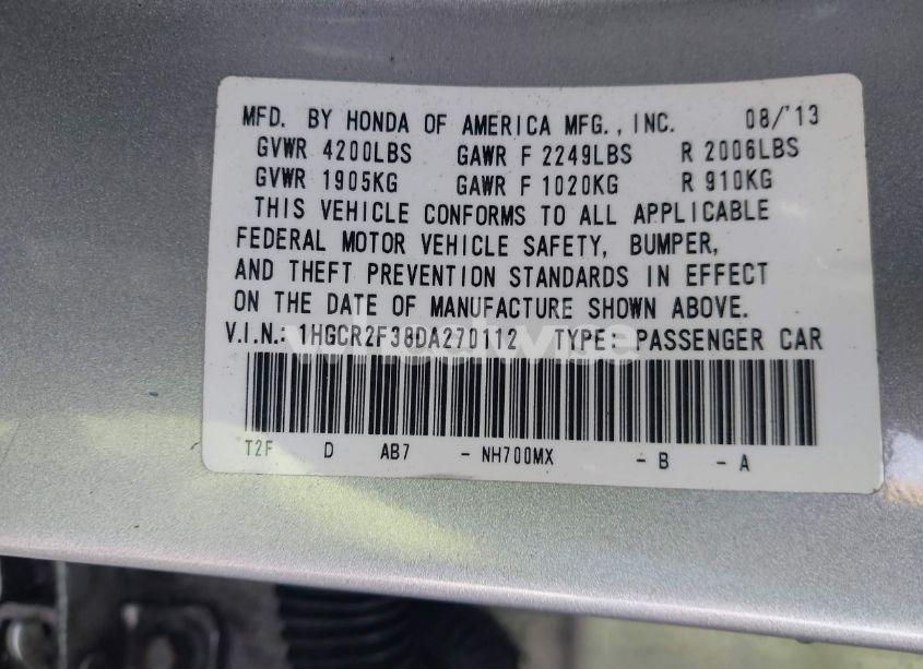 Photo 9 of 2013 Honda Accord LX (VIN 1HGCR2F38DA270112)