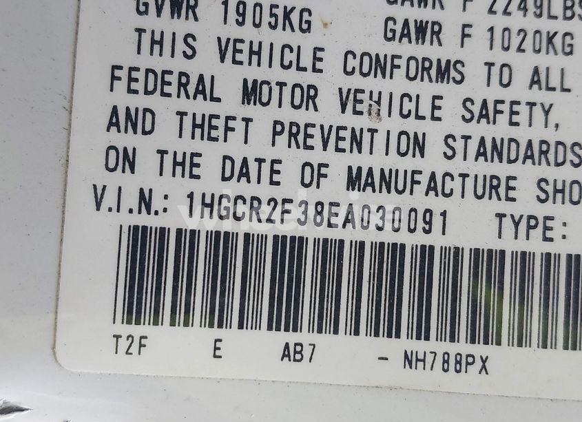 Photo 9 of 2014 Honda Accord LX (VIN 1HGCR2F38EA030091)