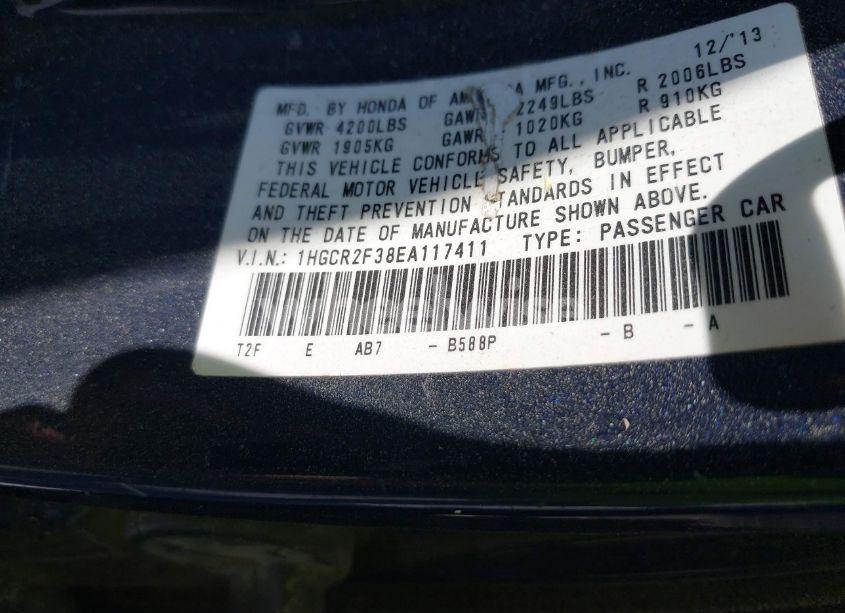 Photo 9 of 2014 Honda Accord LX (VIN 1HGCR2F38EA117411)