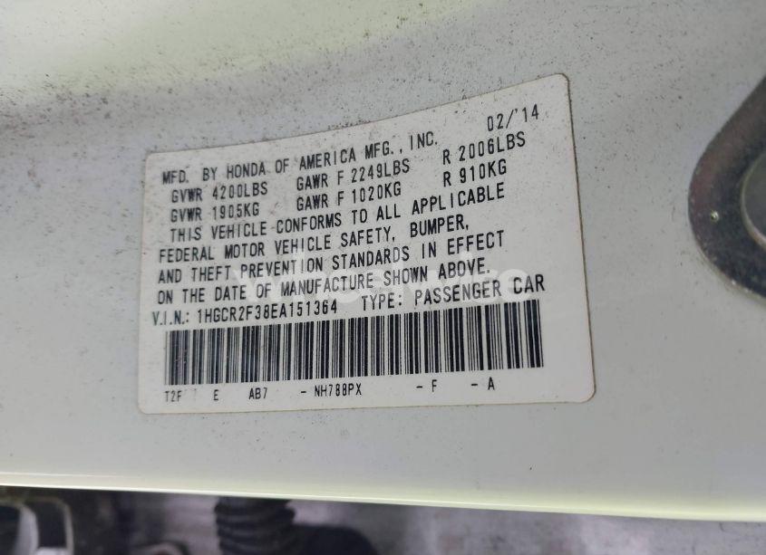 Photo 9 of 2014 Honda Accord LX (VIN 1HGCR2F38EA151364)