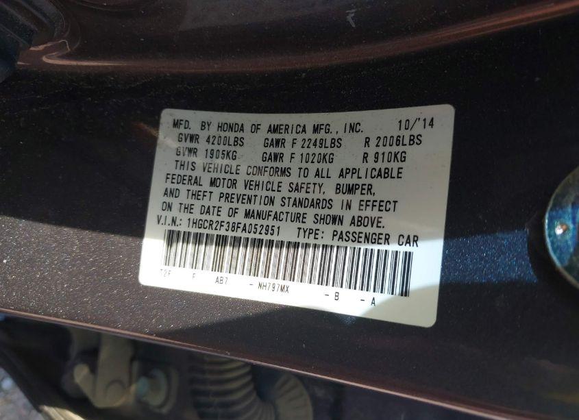 Photo 9 of 2015 Honda Accord LX (VIN 1HGCR2F38FA052951)