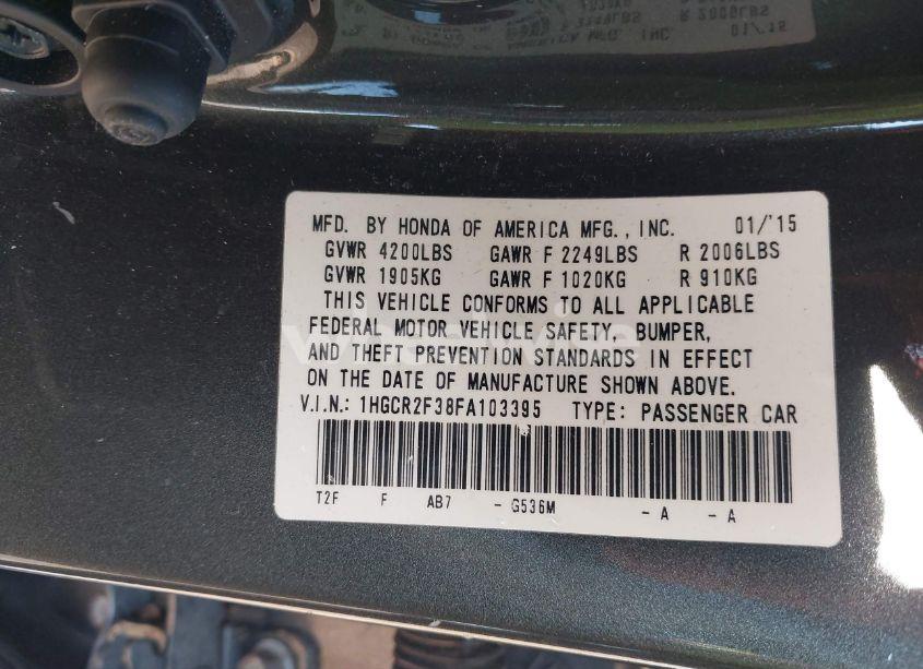 Photo 9 of 2015 Honda Accord LX (VIN 1HGCR2F38FA103395)