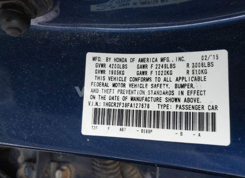 Photo 9 of 2015 Honda Accord LX (VIN 1HGCR2F38FA127678)