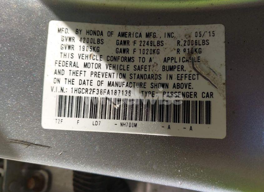 Photo 9 of 2015 Honda Accord LX (VIN 1HGCR2F38FA187136)