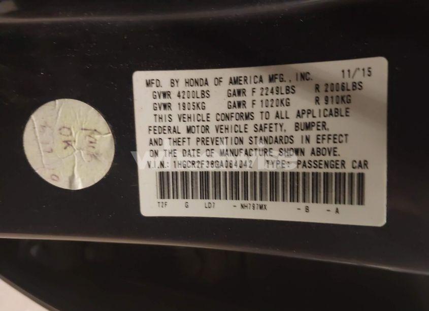 Photo 9 of 2016 Honda Accord LX (VIN 1HGCR2F38GA084042)