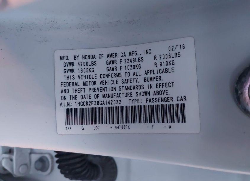 Photo 9 of 2016 Honda Accord LX (VIN 1HGCR2F38GA142022)