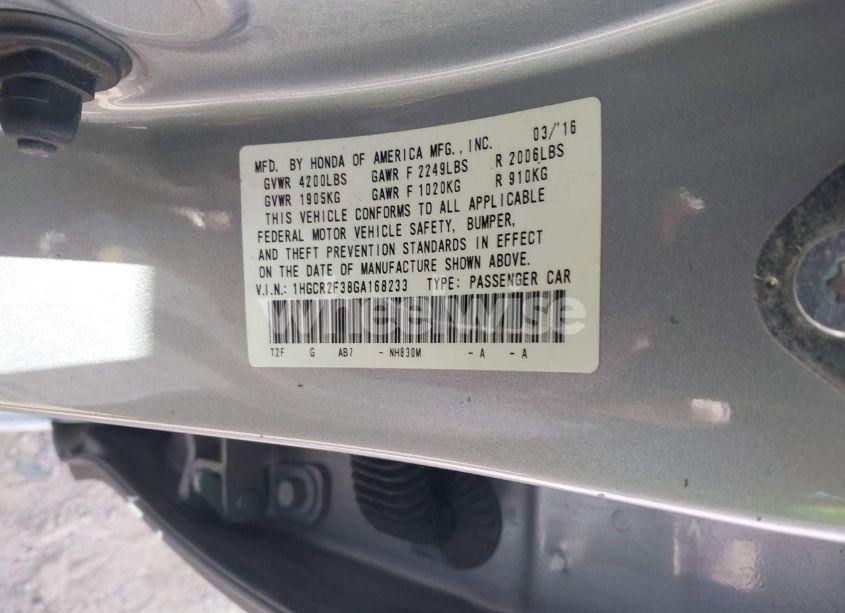 Photo 9 of 2016 Honda Accord LX (VIN 1HGCR2F38GA168233)