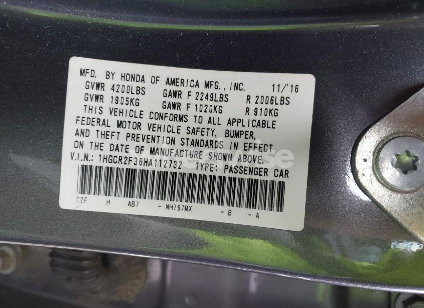 Photo 9 of 2017 Honda Accord LX (VIN 1HGCR2F38HA112732)