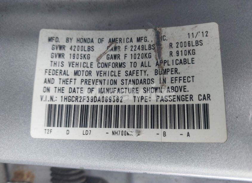 Photo 9 of 2013 Honda Accord LX (VIN 1HGCR2F39DA069562)