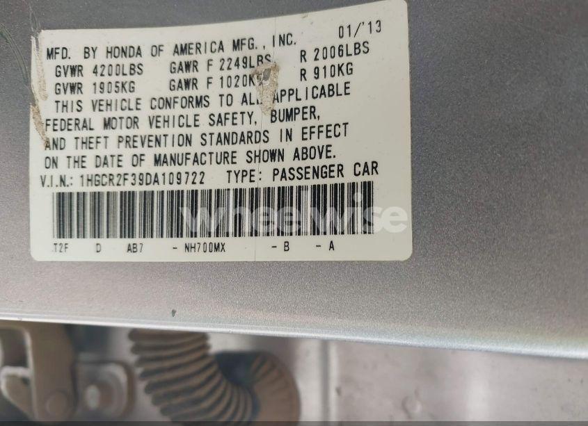 Photo 9 of 2013 Honda Accord LX (VIN 1HGCR2F39DA109722)