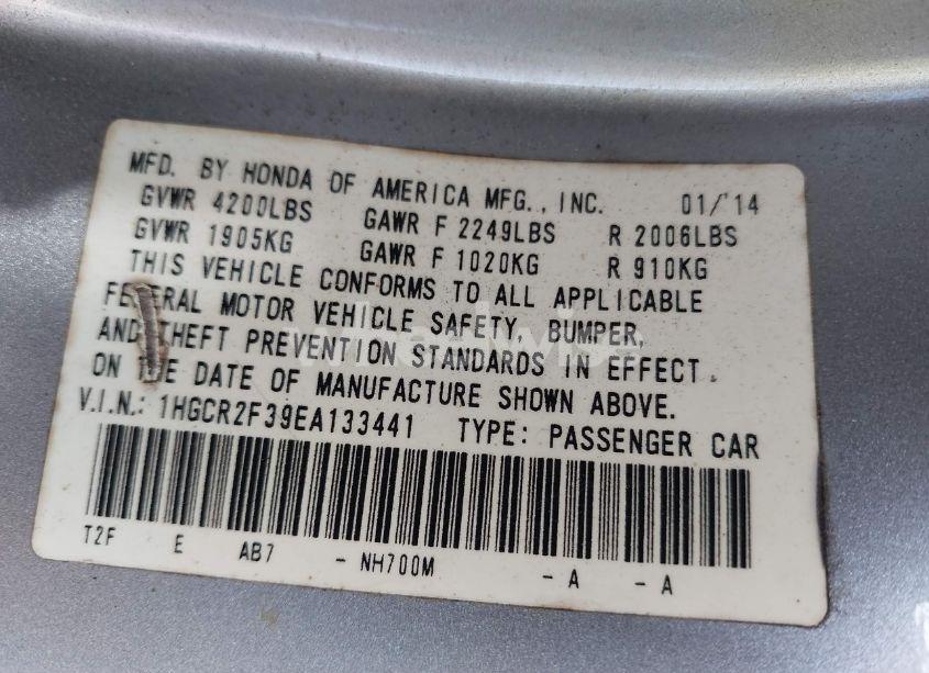 Photo 9 of 2014 Honda Accord LX (VIN 1HGCR2F39EA133441)