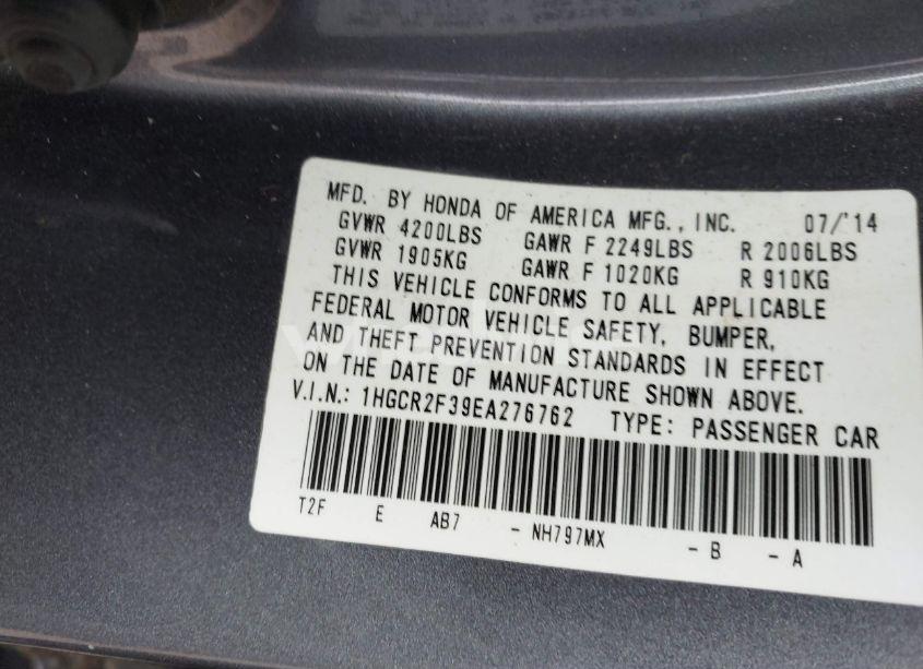 Photo 9 of 2014 Honda Accord LX (VIN 1HGCR2F39EA276762)