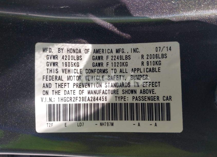 Photo 9 of 2014 Honda Accord LX (VIN 1HGCR2F39EA284456)