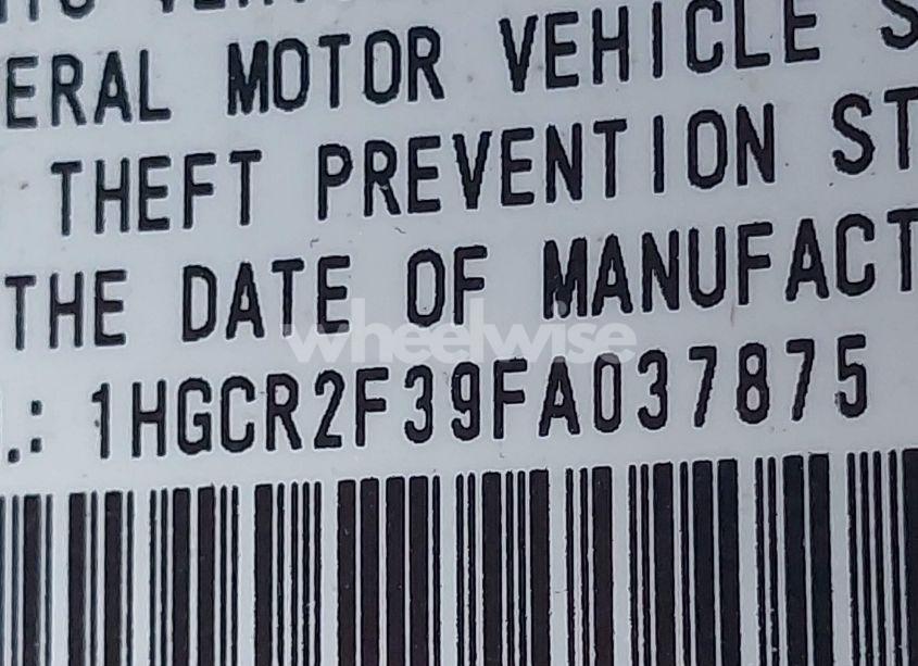 Photo 9 of 2015 Honda Accord LX (VIN 1HGCR2F39FA037875)