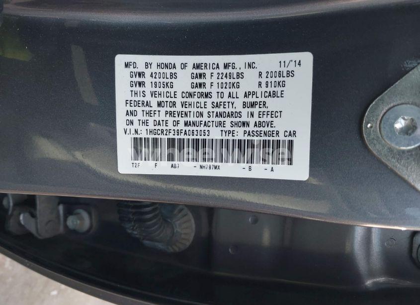 Photo 9 of 2015 Honda Accord LX (VIN 1HGCR2F39FA063053)