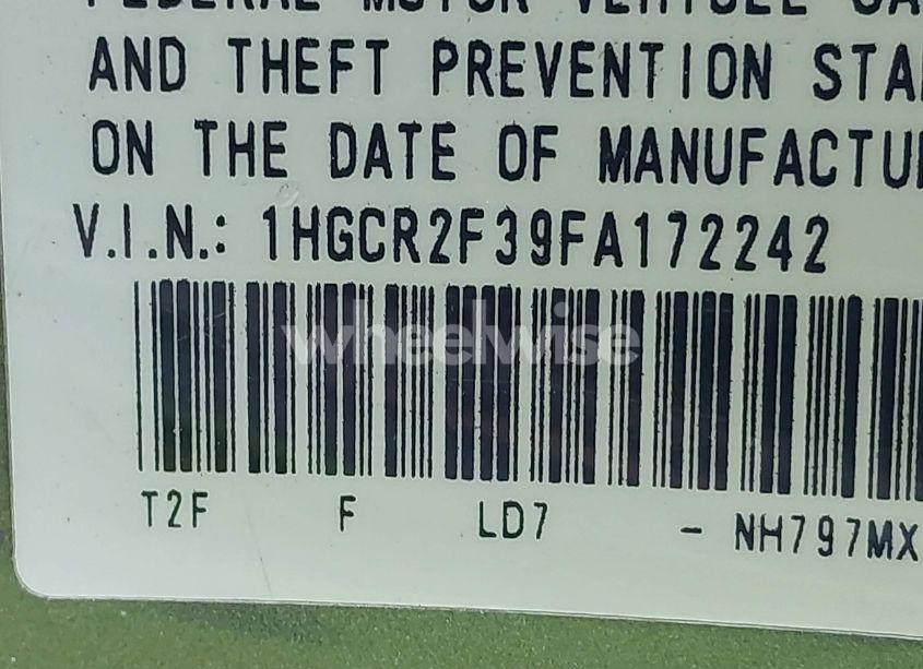 Photo 9 of 2015 Honda Accord LX (VIN 1HGCR2F39FA172242)