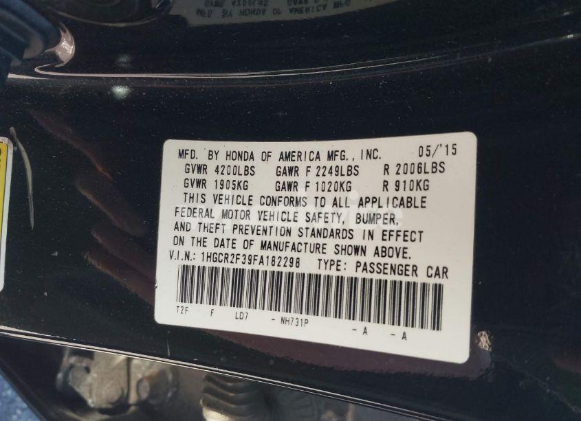 Photo 9 of 2015 Honda Accord LX (VIN 1HGCR2F39FA182298)