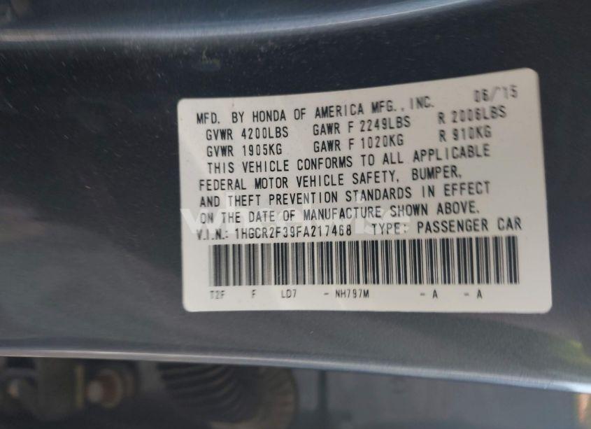 Photo 9 of 2015 Honda Accord LX (VIN 1HGCR2F39FA217468)