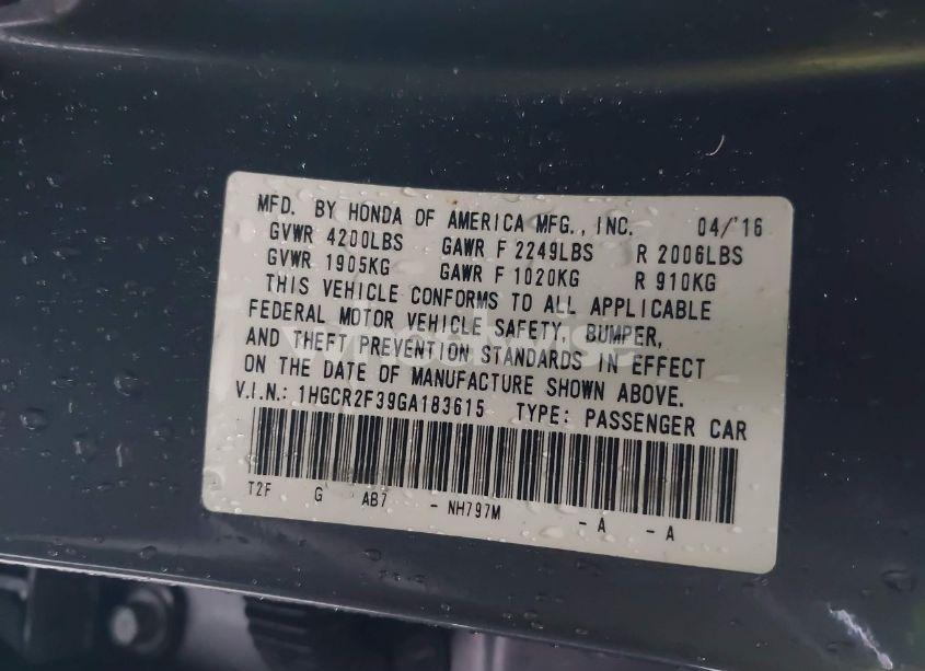 Photo 9 of 2016 Honda Accord LX (VIN 1HGCR2F39GA183615)