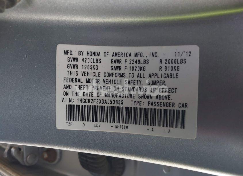 Photo 9 of 2013 Honda Accord LX (VIN 1HGCR2F3XDA053855)