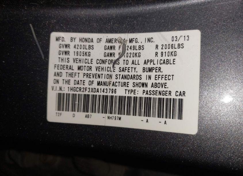Photo 9 of 2013 Honda Accord LX (VIN 1HGCR2F3XDA143796)