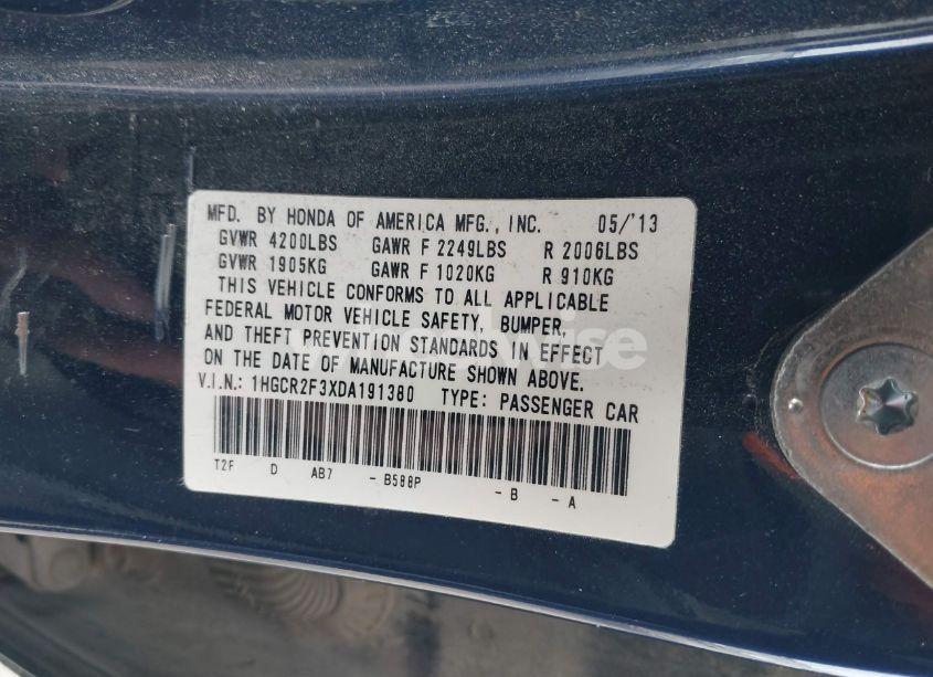 Photo 9 of 2013 Honda Accord LX (VIN 1HGCR2F3XDA191380)