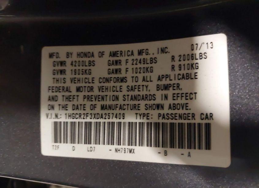 Photo 9 of 2013 Honda Accord LX (VIN 1HGCR2F3XDA257409)