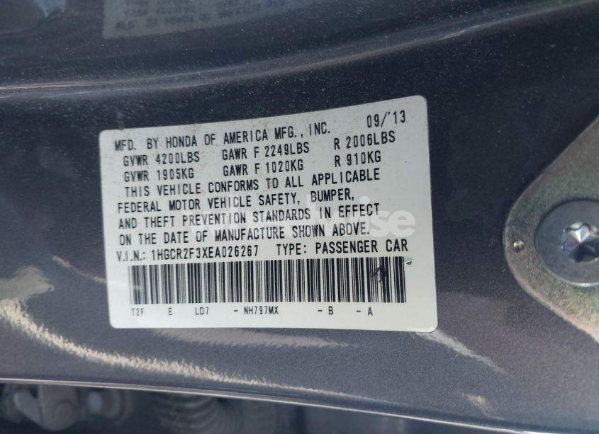 Photo 9 of 2014 Honda Accord LX (VIN 1HGCR2F3XEA026267)