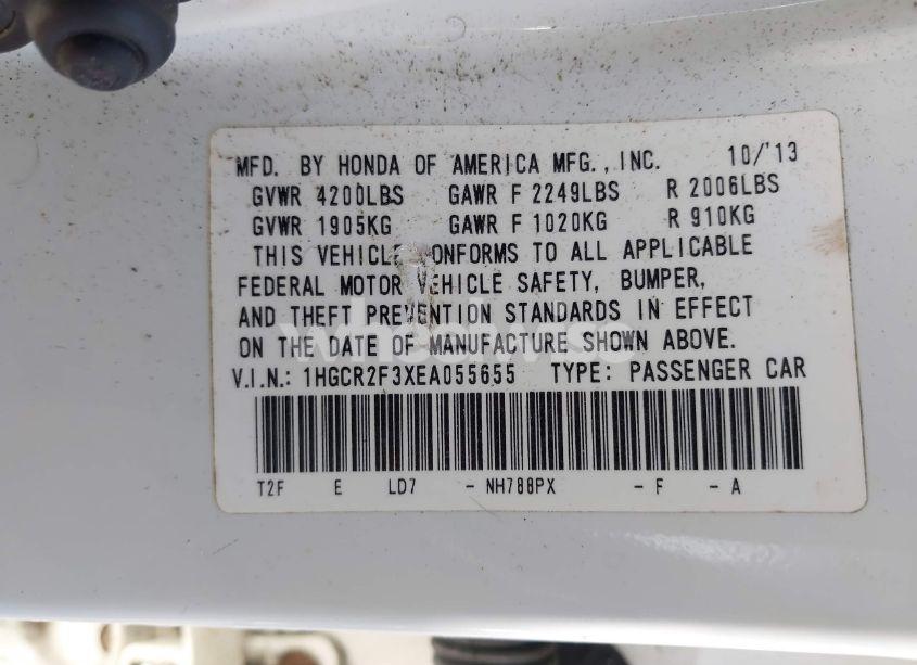 Photo 9 of 2014 Honda Accord LX (VIN 1HGCR2F3XEA055655)